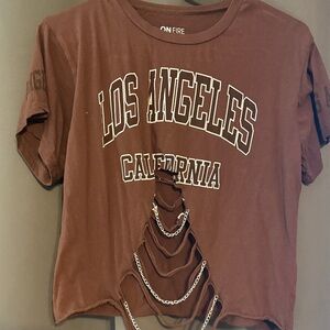 On Fire Brown Los Angeles Chain Tee